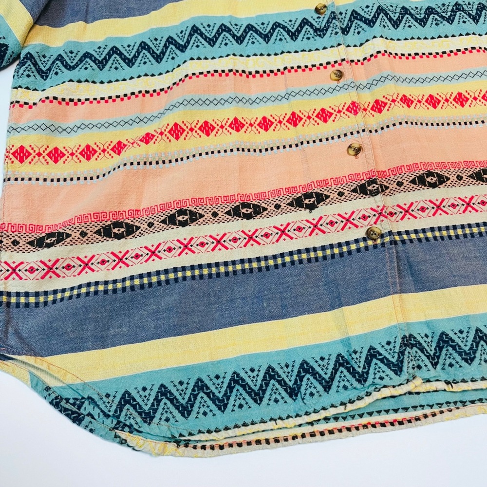 KIKOMO Button Down‎ Shirt 22W Tribal Boho Print Cotton Embroidered - Picture 2 of 7